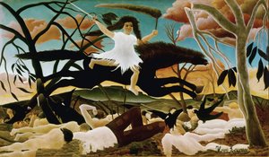 战争或骑马的不和谐 画家：亨利-卢梭（Henri Rousseau dit le Douanier Rousseau，1844-1910）。1894.太阳 114x195 巴黎，奥赛博物馆