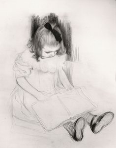 读书的女孩（纸上蜡笔） 作者 亨利·雅克·爱德华·埃弗内普尔