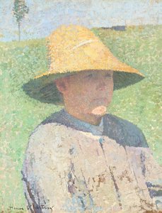 戴草帽的少年肖像 1890 年（布面油画）