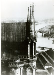 巴黎圣母院大教堂的看法在巴黎和塞纳河，c.1853