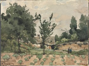 农舍景观，1892年。 作者 亨利·约瑟夫·哈皮尼
