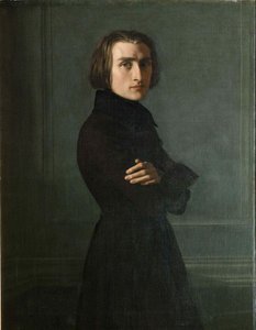 作曲家弗朗兹·李斯特（Franz Liszt）的肖像1811-1886，1839年。