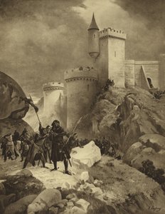 英国国王理查德一世于1199年的Chalus围城（凹版印刷）