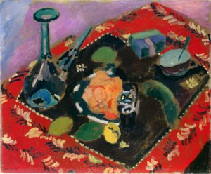 红黑地毯上的菜肴和水果 (Le Tapis Rouge) 作者 亨利·马蒂斯