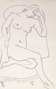 扶手椅上的裸女》，约 1922-24 年（纸上铅笔画） 作者 亨利·马蒂斯