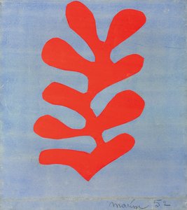 天蓝色背景上的红色藻类 作者 亨利·马蒂斯