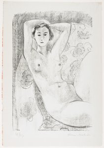 带花饰的扶手椅上的裸体坐姿 作者 亨利·马蒂斯