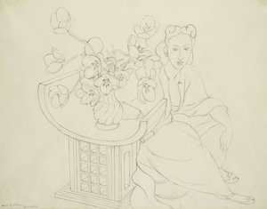 坐着的女人与郁金香花瓶 作者 亨利·马蒂斯