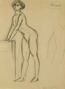 站立的少女》，约 1908-10 年（纸上铅笔画） 作者 亨利·马蒂斯