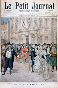 骑自行车婚礼，法国，1897年 作者 亨利·迈耶（Henri Meyer）