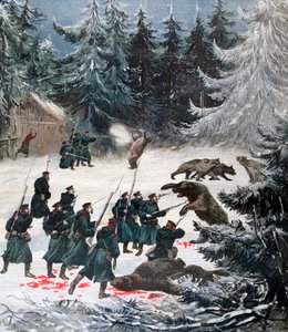 熊袭击，俄罗斯，1892年 作者 亨利·迈耶（Henri Meyer）