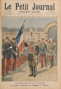 保加利亚王子费迪南德（1861-1948）在爱丽舍宫，插图来自Le Petit Journal，1896年5月10日（彩色雕刻） 作者 亨利·迈耶（Henri Meyer）