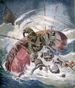 1891年，法国Les Sables-dOlonne附近一场暴风雨中的沉船救援 作者 亨利·迈耶（Henri Meyer）
