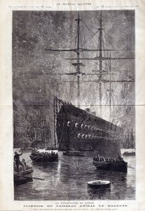 土伦的灾难：旗舰“Le Magenta”的火灾——1875年“Le Journal Illustrousse” 作者 亨利·迈耶（Henri Meyer）