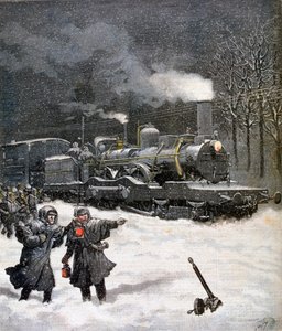 火车被雪挡住了，法国，1892年