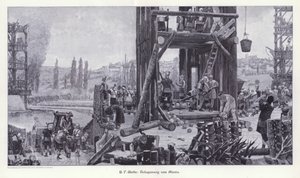 Siege of Alesia, Gaul, 52 BC, Illustration from Moderne Kunst in Meister-Holzschnitten (Richard Bong, Berlin, c. 1904 (engraving) 作者 亨利·保罗（后）莫特