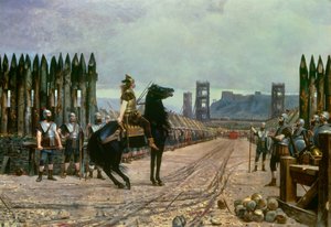 高卢领袖 Vercingetorix（公元前 72-46 年）在公元前 52 年的阿莱西亚战役后向罗马酋长儒勒·塞萨尔（公元前 100-44 年）投降 亨利·莫特（Henri Motte）（1846-1922 年）的绘画 1886 年 - Le Puy en Velay，克罗扎蒂埃博物馆 - 高卢 酋长 Vercingetorix (72-46 BC) 投降