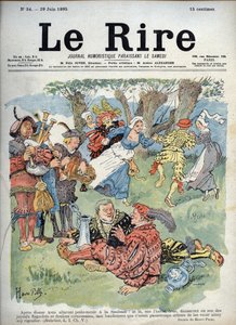 乡村娱乐--夏尔-亨利-皮勒（1844-1897）的幽默画，为拉伯雷的 "加冈图 "的一个段落作图。"笑声"，6月29日