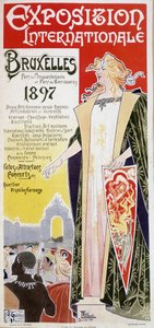 1897年布鲁塞尔国际博览会的海报，作者是亨利-普利瓦特-安托万-西奥多-利维蒙特（有时称为普利瓦特-利维蒙特）（1861-1936）。