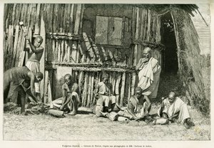 阿比西纳铁匠。 由 Thiriat 雕刻，在一张照片之后，以说明 Voyage au Choa (Abyssinie meridionale) 的故事 作者 亨利·提里亚特