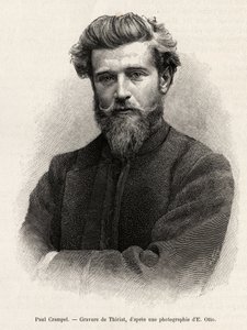 保罗·克兰佩尔 (1864-1891) 的肖像，法国中非探险家。 Henri Thiriat 为说明故事“La Mission Crampel”而雕刻，由 Albert Nebout (1862-1939) 创作，1890 年，在 Le tour du Monde 1892 中，由 Edouard Charton (1807-1891) 执导，H