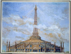Henri Toussaint (1849-1911) 1900 年为 1900 年世界博览会水粉画设计的埃菲尔铁塔。 0,9x1,14 m 巴黎，奥赛博物馆 作者 亨利·杜桑