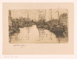 城市运河 作者 Henri Wouters（艺术家签名）
