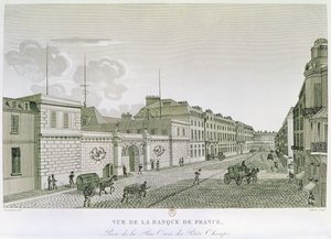 来自Rue Croix-Petits-Champs的法国银行，由Eugene Dubois雕刻，1800年 作者 亨利（Courvoisier Voisin）之后的亨利（Henri）