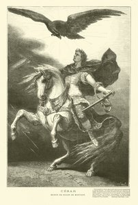 Julius Caesar on horseback with an imperial eagle above him (engraving) 作者 亨利·德·蒙托（后）