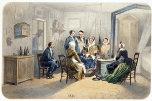 守夜：“门前阅读”，德蒙托（礼宾小屋），未注明日期。 19世纪 作者 亨利·德·蒙托