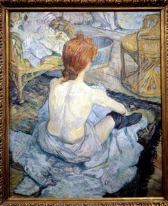 红头发（厕所）。亨利-德-图卢兹-劳特累克（Toulouse-Lautrec）的画作 作者 亨利·德·图卢兹·劳特雷克