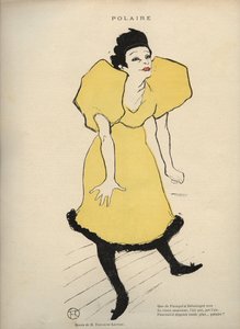 亨利-德-图卢兹-劳特累克在1895年2月23日出版的Le Rire - Journal humoristique第16期上绘制的代表 "Polar"（La chanteuse Polaire）的图画。 作者 亨利·德·图卢兹·劳特雷克