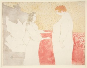 Femme au lit, profil, au petit lever（《床上的女人》、《轮廓》、《起床》），选自《Elles》系列 作者 Henri de Toulouse-Lautrec