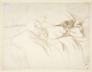 Femme couch?e，R?veil（《床上醒来的女人》），选自《Elles》系列 作者 亨利·德·图卢兹·劳特雷克