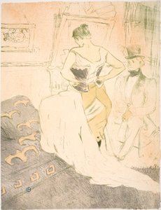 穿紧身胸衣的女人，征服通道 作者 Henri de Toulouse-Lautrec