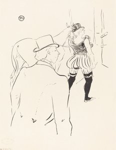 在Folies-Bergere的翅膀上：罗娜-巴里森夫人与她的经理和丈夫，1895年。 作者 亨利·德·图卢兹·劳特雷克