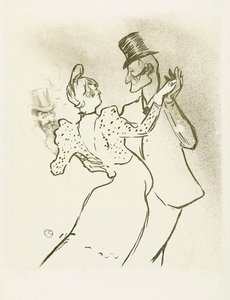 La Goulue 和 Valentin la Desossee。 图卢兹-劳特累克的海报。 作者 亨利·德·图卢兹·劳特雷克