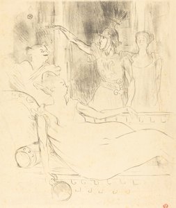西蒙-吉拉德夫人、布拉瑟和盖伊在 "美丽的海伦 "中 (Mme. Simon-Girard, Brasseur and Guy in "La belle Hélène") 作者 亨利·德·图卢兹·劳特雷克