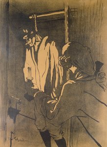 悬挂，一张海报，根据A. Siegel的小说，“Les Drames de Toulouse”，1892年（彩色石版画）展示卡拉斯事件的一集