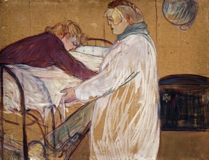 两个女人在铺床；两个女人躺在床上，1891年 作者 亨利·德·图卢兹·劳特雷克