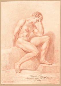 男性裸体坐像，侧面（1807 年二等奖） 作者 亨利克斯·弗朗西斯·维尔茨