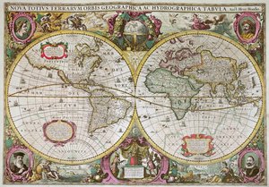 一个新的整个地球的土地和水图，1630年