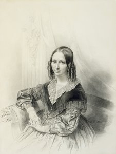 Suzanne Herckenrath的肖像，1843年（粉笔，estompe，铅笔和水彩）