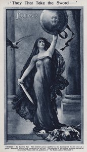 复仇女神，关于德皇威廉二世和德国在第一次世界大战中战败的卡通画在皇家学院展出（石版画） 作者 亨利埃塔（后）雷