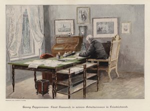Otto von Bismarck in his study at Friedrichsruh, Germany (coloured engraving) 作者 亨利埃特·德珀曼
