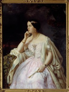 哈里特-霍华德小姐的肖像。伊丽莎白-安-哈瑞特（1823-1865）的肖像拿破仑三世的女仆。Henriette Nee Cappelaere Jacott的画作（19世纪 作者 亨利埃特·贾科特·卡佩莱
