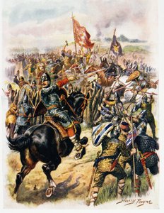 哈罗德（c.1022-66）最后的立场，来自主要CH Wylly的“英国历史英语辉煌战役”的插图 作者 亨利·佩恩