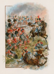 1815年6月16日，法国胸甲骑兵在Quatre Bras收取了42名高地人的广场（chromolitho） 作者 亨利·佩恩