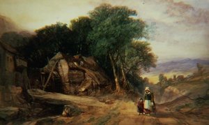 在达特摩尔的边界上，约1840年（纸上水彩）。