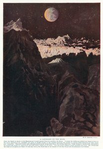 月球上的风景（彩色平版印刷）。 作者 亨利·查尔斯·塞普金斯·赖特